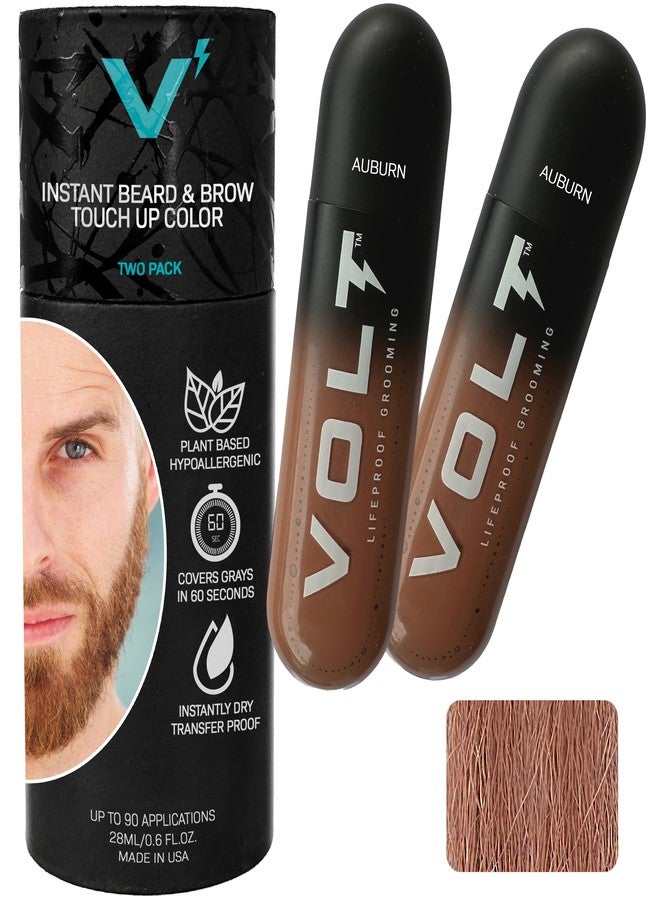 VOLT Grooming Temporary Instant Beard Color ECO 2 Pack Refill - Quick Drying Plant Based Hypoallergenic Brush on Color for Beards, Mustaches, and Eyebrows, Auburn (Red) - Image 1
